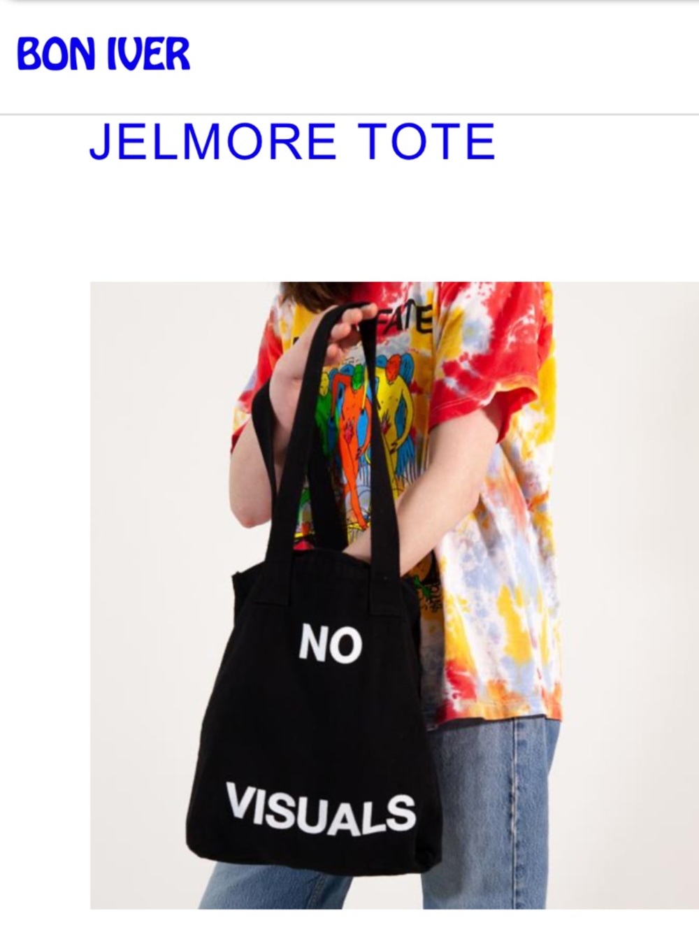 Rare Bon Iver Merch - Jelmore No Visuals / Gasmask Tote from the i,i collection